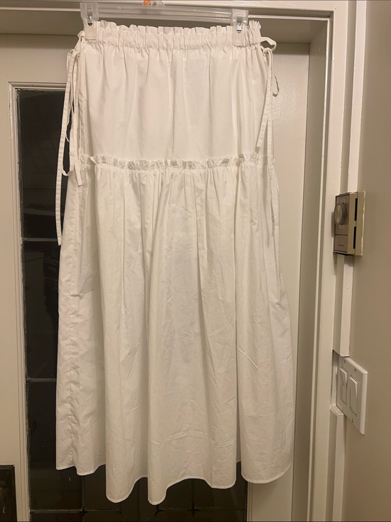 OAK + FORT Dresses & Skirts - OAK + FORT White Tiered Drawstring Maxi Skirt